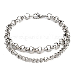 201 Stainless Steel Link Rolo Chain Bracelets for Women&nbsp;BJEW-B143-18P