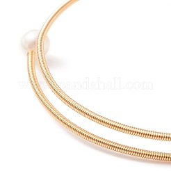 Natural Mixed Stone Chips & Pearl Bangle&nbsp;BJEW-JB08459
