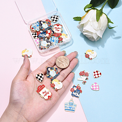 36Pcs 9 Styles Mother's Day Alloy Enamel Pendants&nbsp;ENAM-YW0005-73B