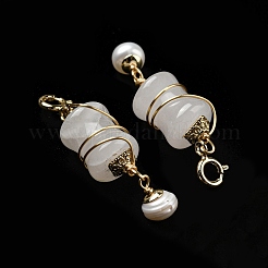 Natural Quartz Bamboo Stick Copper Wire Wrapped Pendant Decorations&nbsp;G-R489-32G