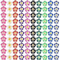 100Pcs 10 Colors Handmade Polymer Clay 3D Flower Plumeria Beads&nbsp;CLAY-YW0002-41