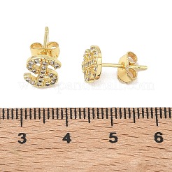 Brass & Crystal Rhinestone Stud Earrings for Women&nbsp;EJEW-G464-04G-01