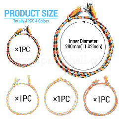 4Pcs 4 Colors Bohemian Cotton Cord Braided Bracelets&nbsp;BJEW-TA0001-26