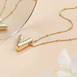 1pc Brass Chain with Alloy Letter Pendants Necklaces&nbsp;NJEW-LP0001-41V-G