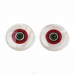 Printed Freshwater Shell Charms&nbsp;SHEL-T009-20D