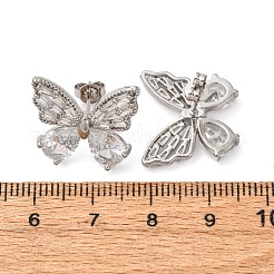 Brass Micro Pave Clear Cubic Zirconia Stud Earrings&nbsp;EJEW-D322-02P