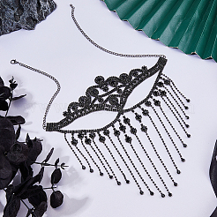 1Pc Alloy Rhinestone Tassel Masquerade Masks&nbsp;AJEW-FH0009-04B
