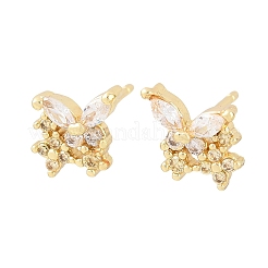 Brass Micro Pave Cubic Zirconia Stud Earrings for Women&nbsp;KK-A305-07G-06