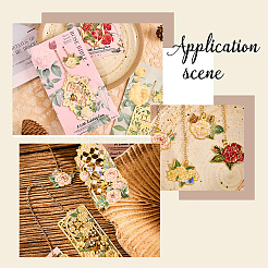 4Pcs 4 Styles Brass & Iron Enamel Rose Bookmarks with Chain&nbsp;AJEW-SP0002-25