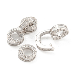 925 Sterling Silver Micro Pave Clear Cubic Zirconia Fold Over Clasps&nbsp;STER-U001-10P