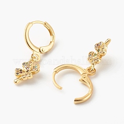 Brass Micro Pave Cubic Zirconia Huggie Hoop Earrings&nbsp;EJEW-JE04531-03