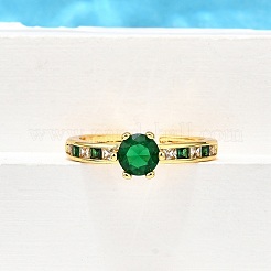 Brass Micro Pave Cubic Zirconia Cuff Rings for Women&nbsp;RJEW-H247-06G