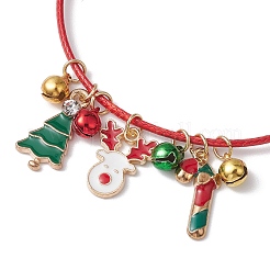 Christmas Tree & Candy Cane & Deer Alloy Enamel Charm Bracelets&nbsp;BJEW-JB10836-01