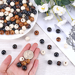 400Pcs 4 Styles  Natural Wood Beads&nbsp;WOOD-GF0002-15B
