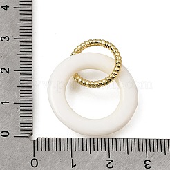 Natural White Shell and Brass 2 Ring Linking Rings&nbsp;KK-C262-05D-G