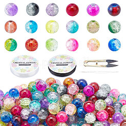 DIY Baking Paint Crackle Glass Beads Stretch Bracelet Making Kits&nbsp;DIY-PH0004-54B