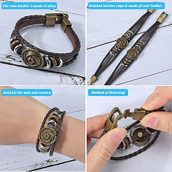 Leather Wide Cord Multi-Strand Bracelets&nbsp;BJEW-WH20009-04