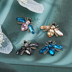 4Pcs 4 Colros Rhinestone Bee Brooch Pin&nbsp;JEWB-HY0001-03