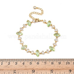 Horse Eye Brass Glass & Cubic Zirconia Link Bracelets&nbsp;BJEW-D378-02G