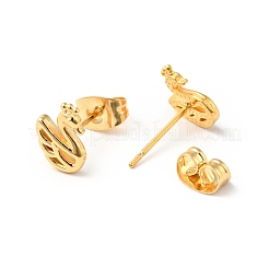 304 Stainless Steel Tiny Swan Stud Earrings with 316 Stainless Steel Pins for Women&nbsp;EJEW-J043-14G