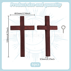6Pcs Wooden Cross Wall Decoration&nbsp;AJEW-GO0002-23A