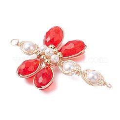 4Pcs Dragonfly Glass Beaded Connector Charms&nbsp;PALLOY-TA00315