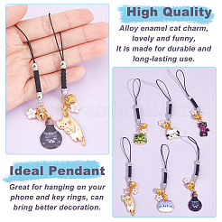 Cat Shape Alloy Enamel Pendant Decorations&nbsp;HJEW-OC00001
