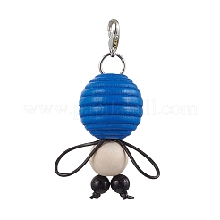 Bee Wood & ABS Plastic Imitation Pearl Beads Pendant Decorations&nbsp;HJEW-JM03219