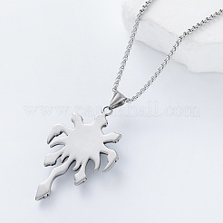 304 Stainless Steel Devil Claw Compass Pendant Long Box Chain Necklaces for Women Men&nbsp;WO1763