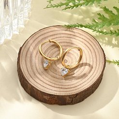 304 Stainless Steel Micro Pave Cubic Zirconia Hoop Earrings Ion Plating(IP)&nbsp;STAS-R004-03G-02