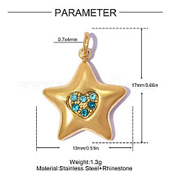 304 Stainless Steel with Light Sapphire Rhinestone Pendants&nbsp;RB-OY001-26G
