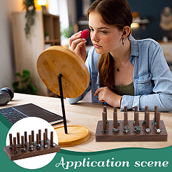 Wood Ring Organizer Display Stands with 12Pcs Sticks&nbsp;RDIS-WH0009-033