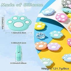 22Pcs 11 Colors Cat Paw Print Food Grade Eco-Friendly Silicone Focal Beads&nbsp;SIL-CJ0001-34
