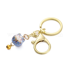 Fortune Cat Porcelain Pendant Keychain&nbsp;KEYC-G064-03G