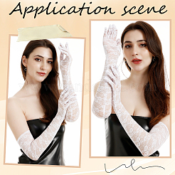 Polyester Long Lace Gloves&nbsp;AJEW-WH20011-95A