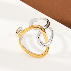 304 Stainless Steel Open Cuff Rings for Women&nbsp;RJEW-K296-03B-GP