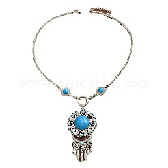 Flower Bohemian Ethnic Style Zinc Alloy & Resin Pendant Necklace & Dangle Earring Sets&nbsp;FS-WGD47C5-01