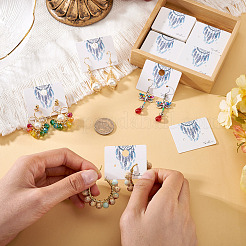 100Pcs Woven Web/Net with Feather Print Paper Jewelry Display Cards&nbsp;CDIS-TA0001-43