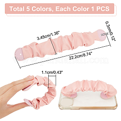 5Pcs 5 Colors Wrinkled PU Leather Mobile Phone Wrist Strap&nbsp;AJEW-WR0001-74