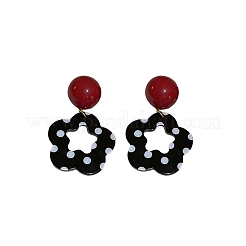 Flower Alloy Acrylic Dangle Stud Earrings&nbsp;FS-WG2BA3C-01