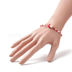 Mushroom Lampwork & Glass Seed & Brass Beaded Stretch Bracelets for Women&nbsp;BJEW-JB09272