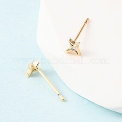 Brass Micro Pave Clear Cubic Zirconia Star Stud Earrings&nbsp;EJEW-L278-06G