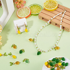 50Pcs Acrylic & Glass Lemon Pendants&nbsp;PALLOY-TAC0255