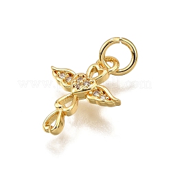 Brass Micro Pave Cubic Zirconia Pendants&nbsp;KK-Z100-40G-02