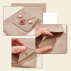 Lint Cloth Jewelry Gift Pouches with Snap Fastener&nbsp;ABAG-WH0045-08A