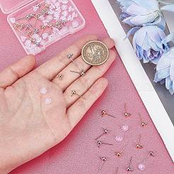 40Pcs 2 Style Brass Ball Stud Earring Post&nbsp;KK-BBC0003-73