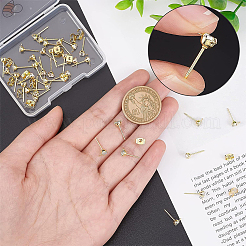 40Pcs Brass Stud Earring Findings&nbsp;FIND-BBC0001-23