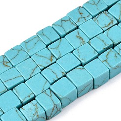 Dyed Synthetic Turquoise Beads Strands&nbsp;G-T139-8x8-43A
