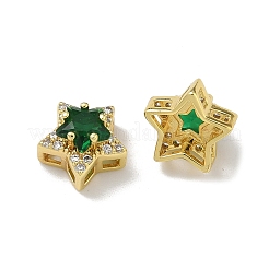 Brass Micro Pave Cubic Zirconia Slide Charms&nbsp;KK-D226-02G-02