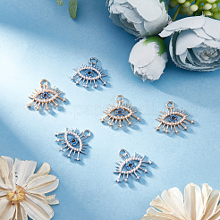 8Pcs 2 Colors Brass Micro Pave Cubic Zirconia Pendants&nbsp;KK-BBC0002-55